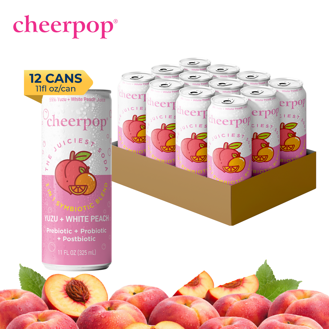 The Fruit Juice Soda - Yuzu + White Peach, 11 fl oz