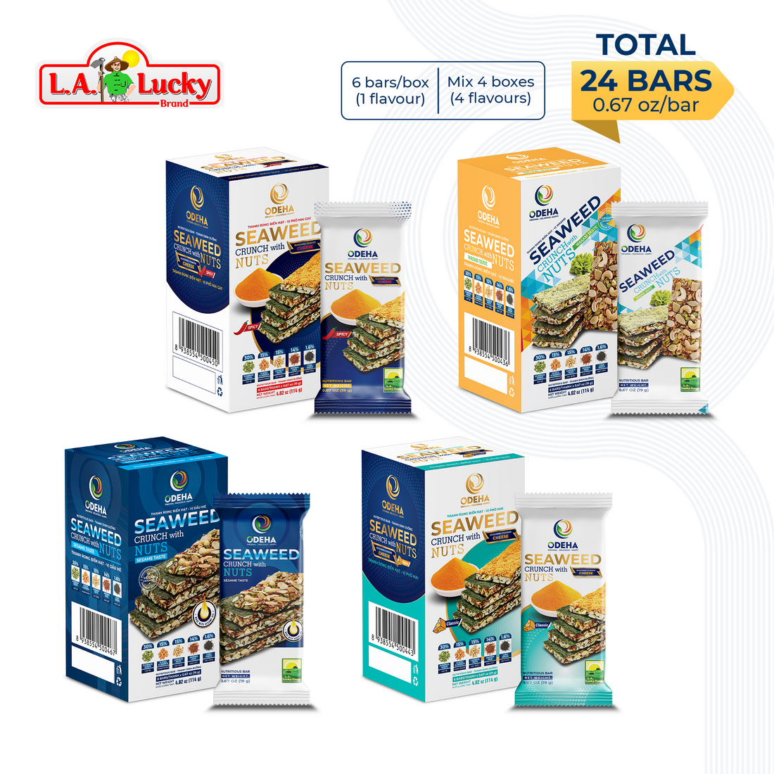 ODEHA Seaweed Crunch with Nuts - The Perfect Combination of Taste - Pack of 4