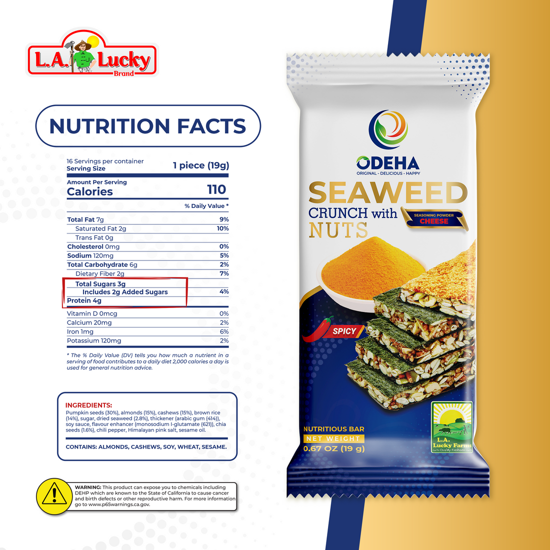 ODEHA Seaweed Crunch with Nuts - Spicy Cheese Taste