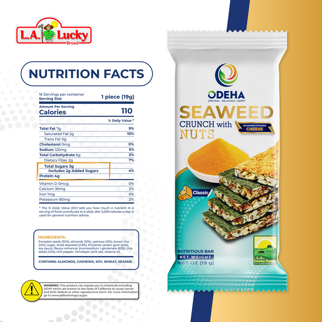 ODEHA Seaweed Crunch with Nuts - Cheese Taste