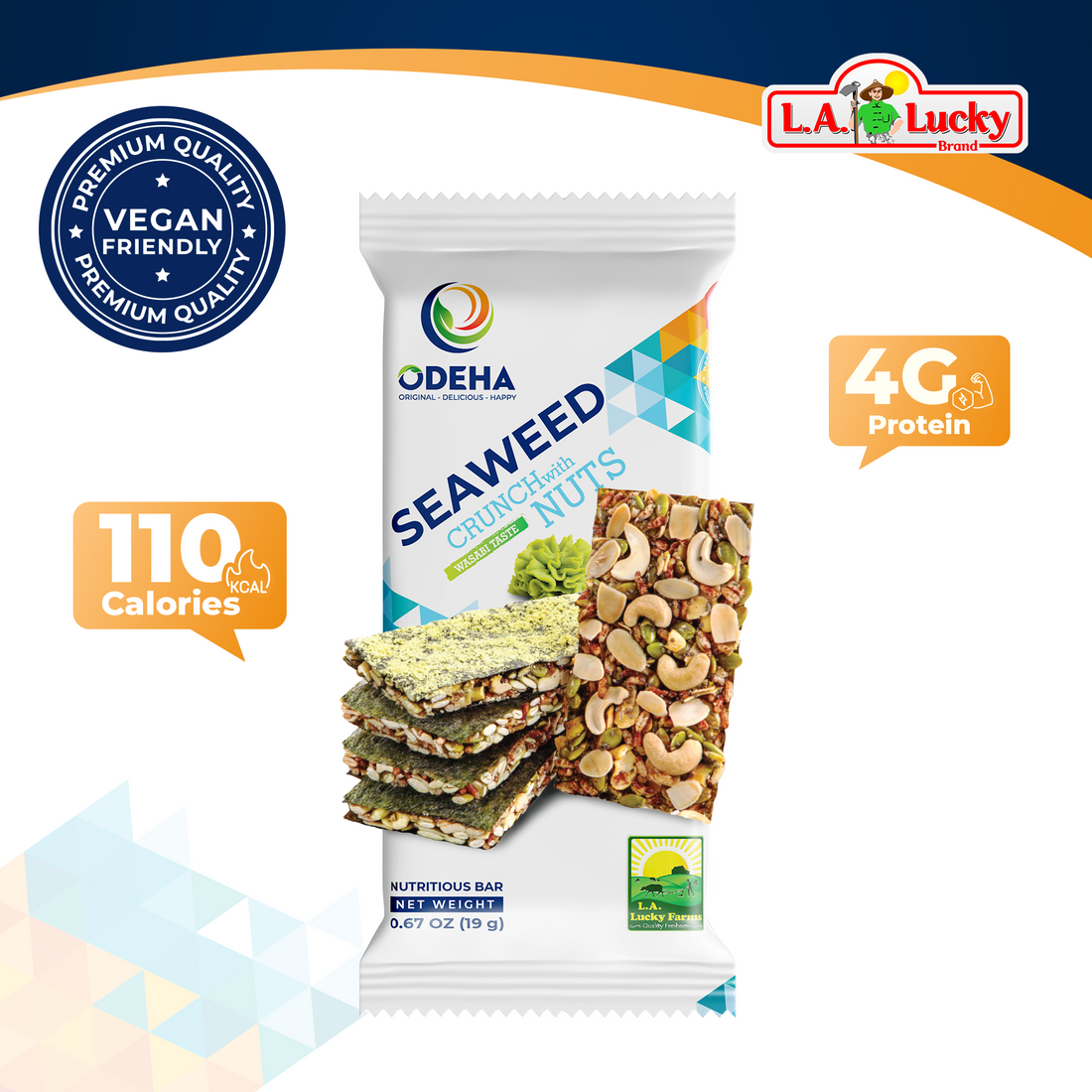 ODEHA Seaweed Crunch with Nuts - Wasabi Taste – Pack of 3