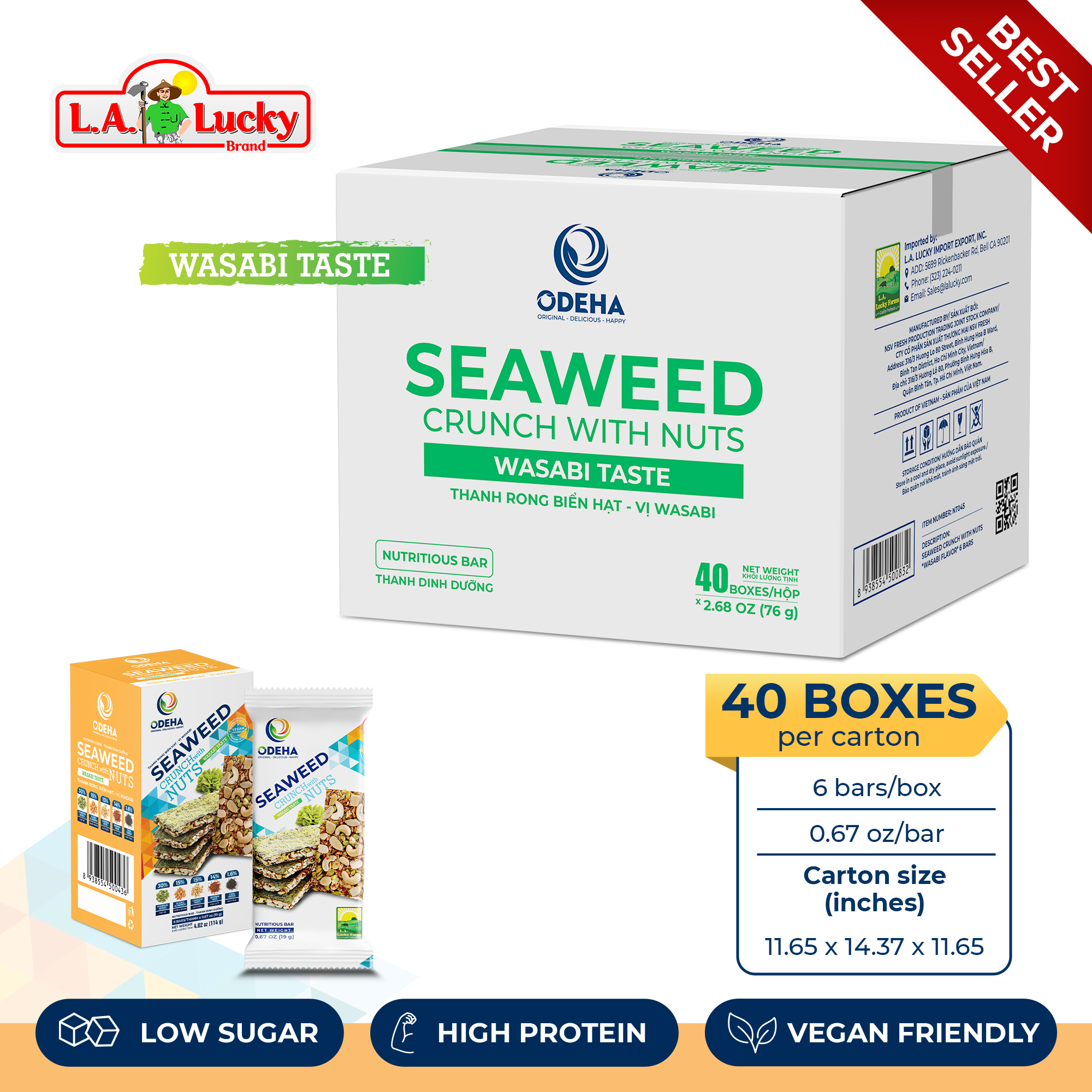 ODEHA Seaweed Crunch with Nuts - Wasabi Taste – Carton – L.A Lucky Global
