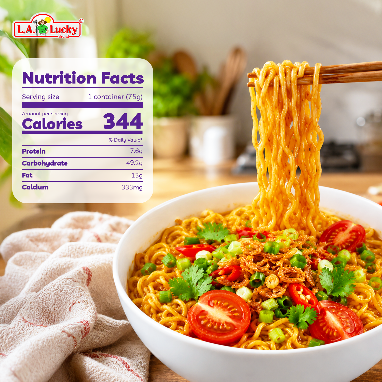 Acecook Hao Hao Sate Onion Flavor Instant Noodles nutrition facts
