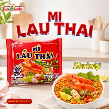 Acecook Mi Lau Thai Shrimp Flavor Instant Noodles, Thai Hot Pot Style, 30 Bags