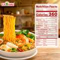 Bowl of Thai-style seafood instant noodles with shrimp and vegetables