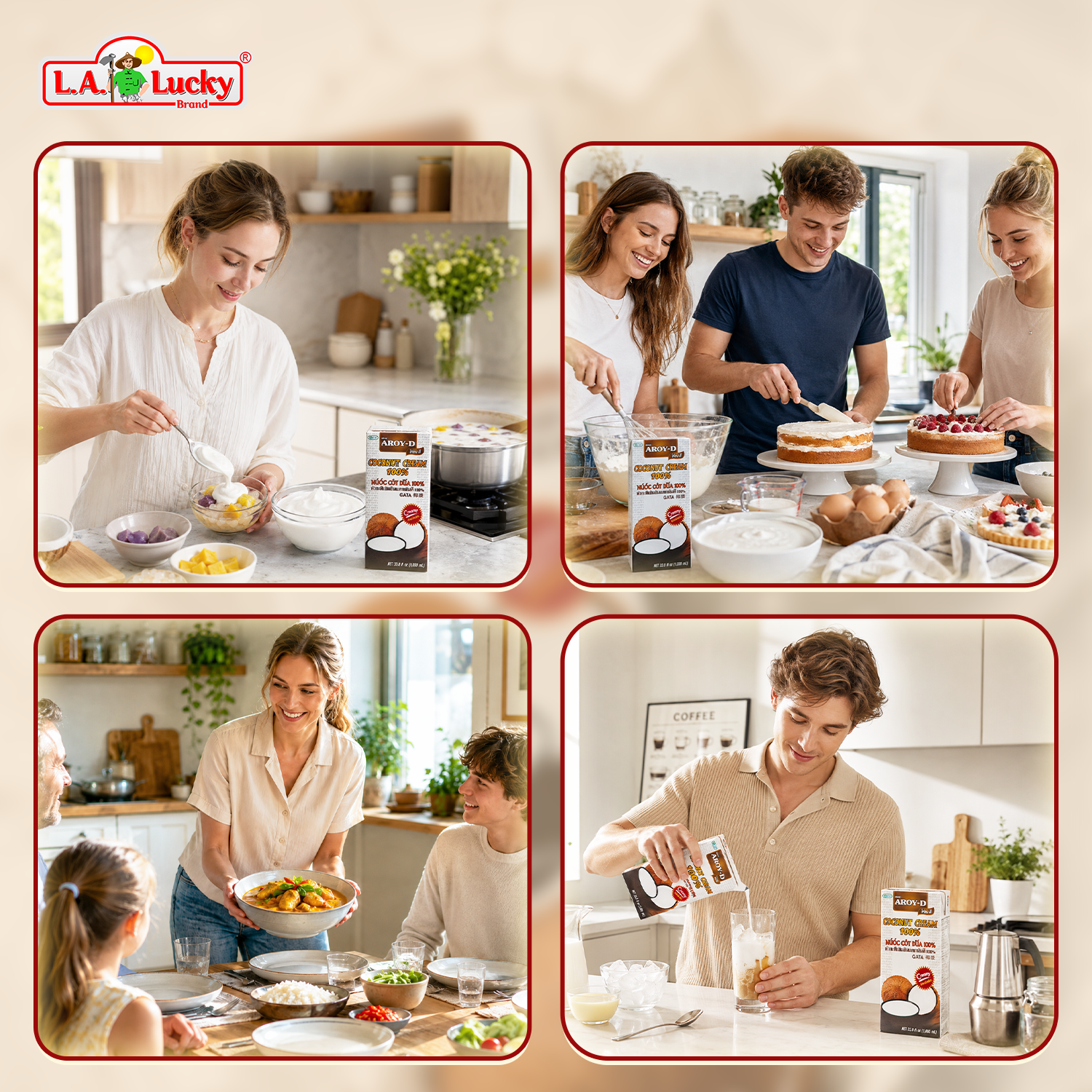 Aroy-D 100% Coconut Cream cooking and dessert serving ideas