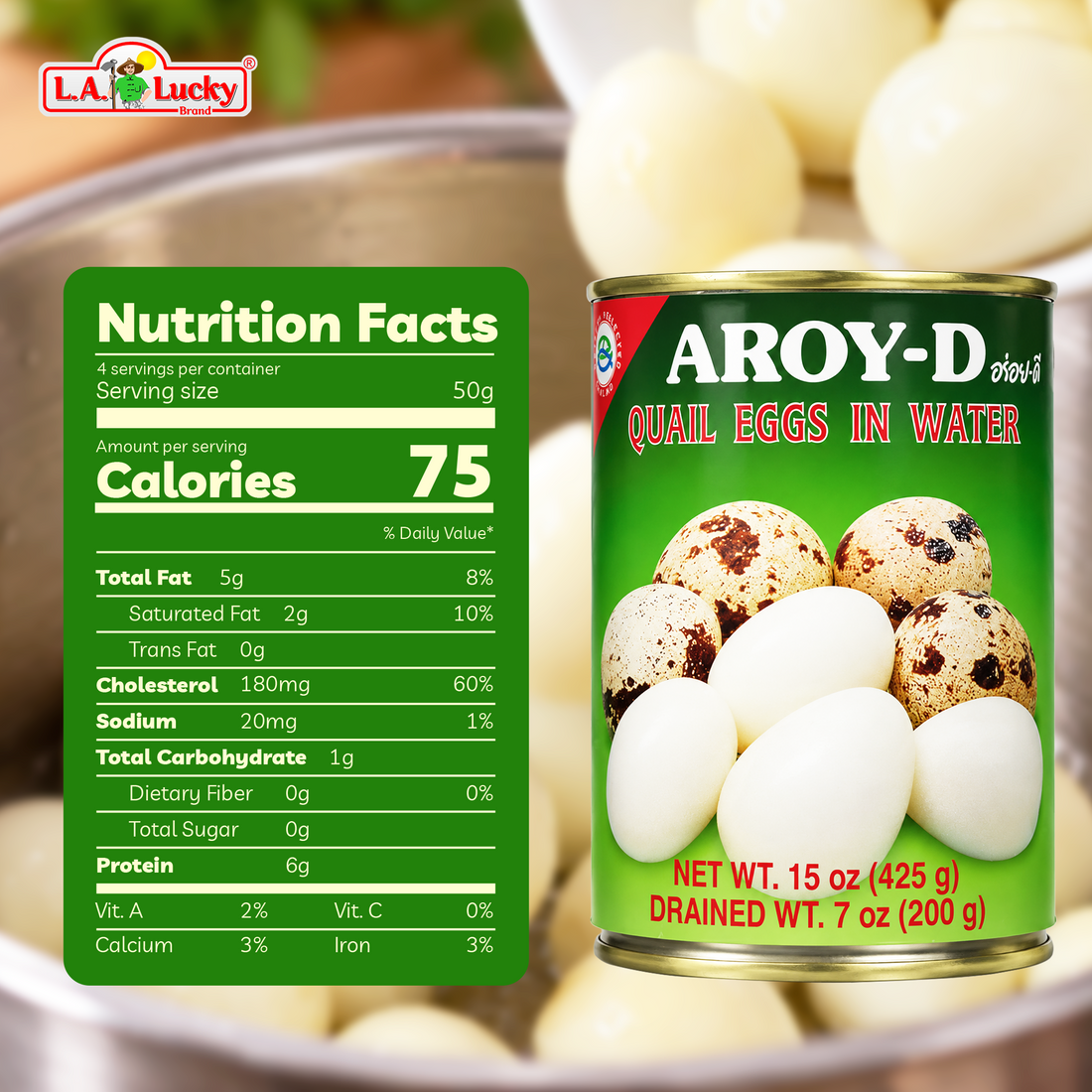 Nutrition facts for Aroy-D Quail Eggs in Water