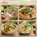 Rice stick noodles served in pho, stir-fry, and vegetable noodle bowls