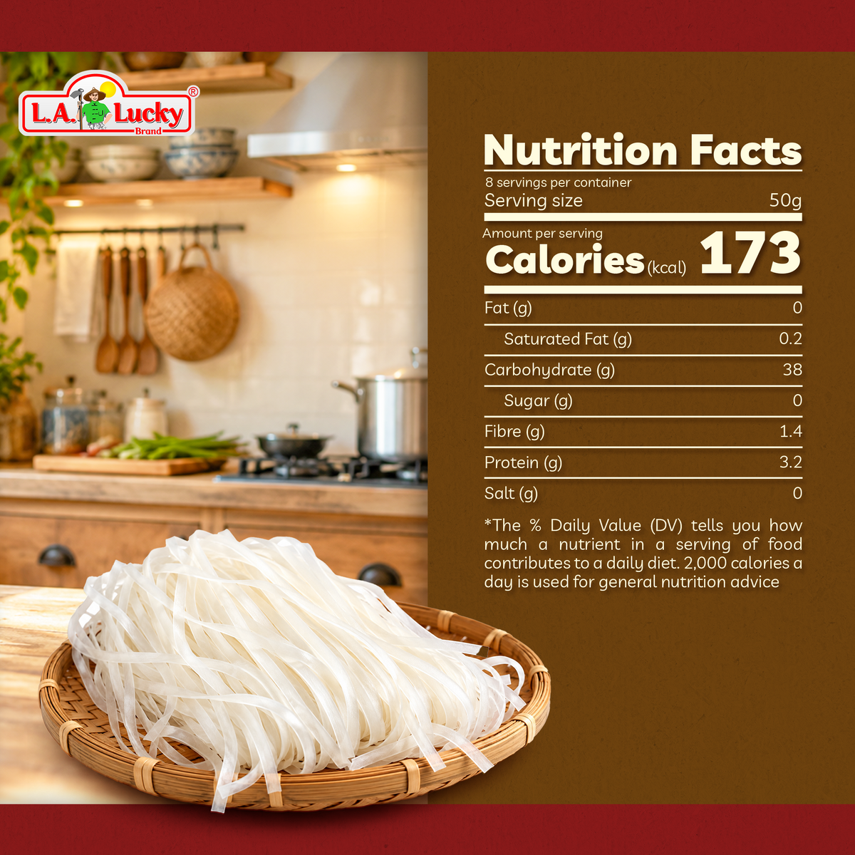 Bangkok Elephant rice stick noodles nutrition information