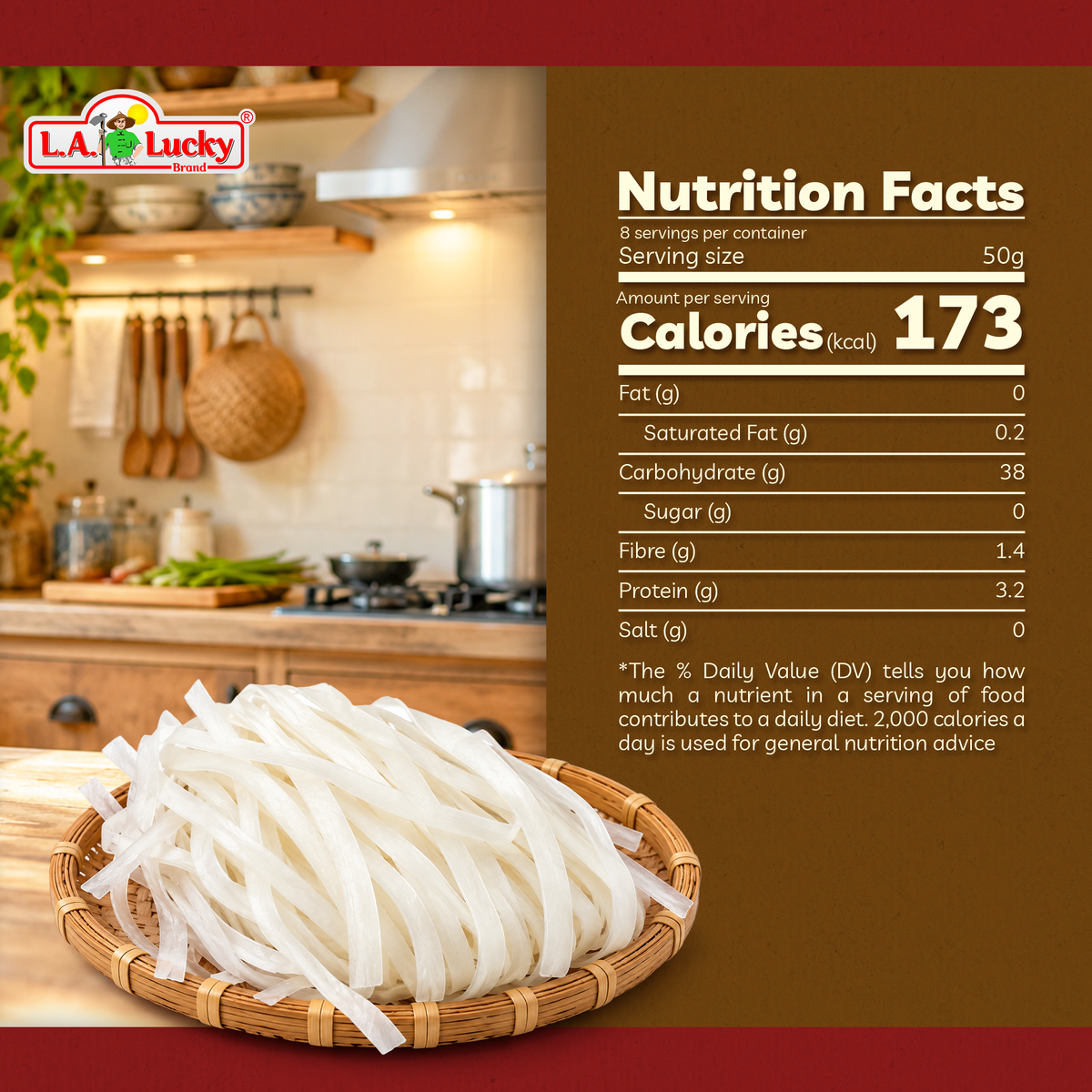 Bangkok Elephant rice stick noodles nutrition information
