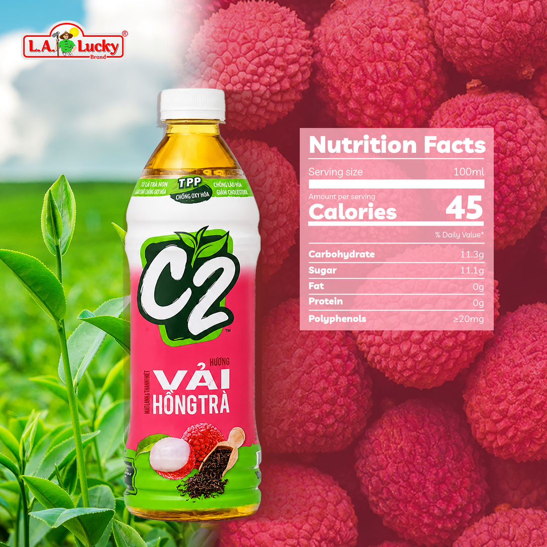 C2 Lychee Black Tea 455 mL Pack of 6