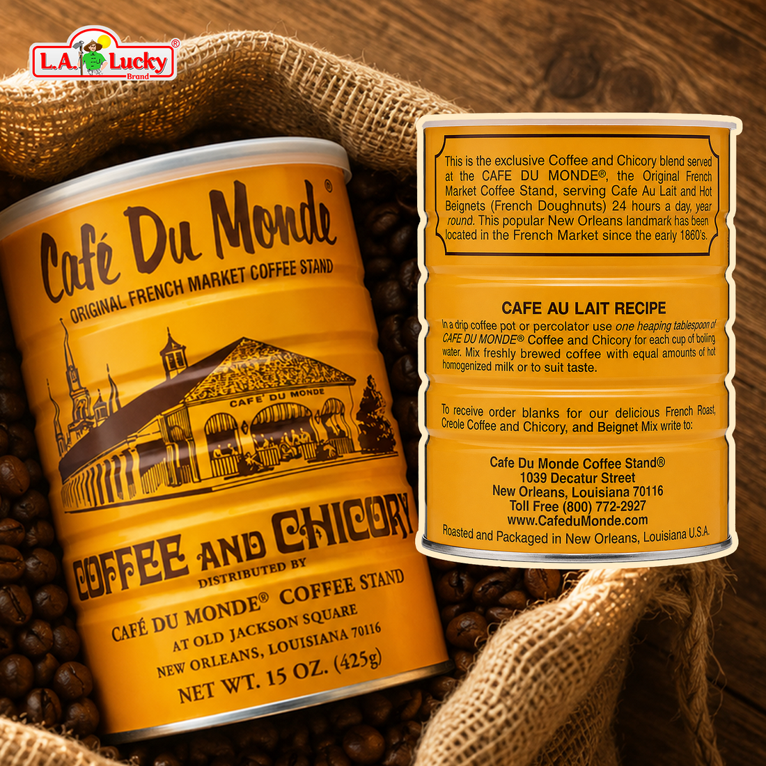Cafe Du Monde Coffee and Chicory 15 oz can front