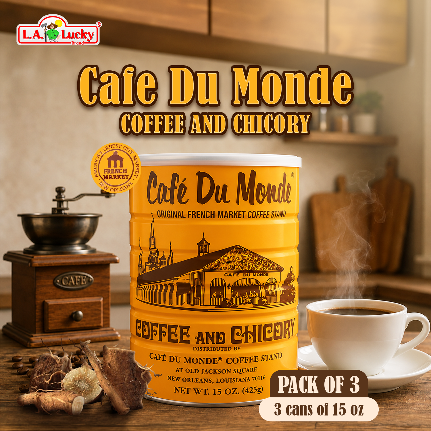 Cafe Du Monde Coffee and Chicory 15 oz Pack of 3