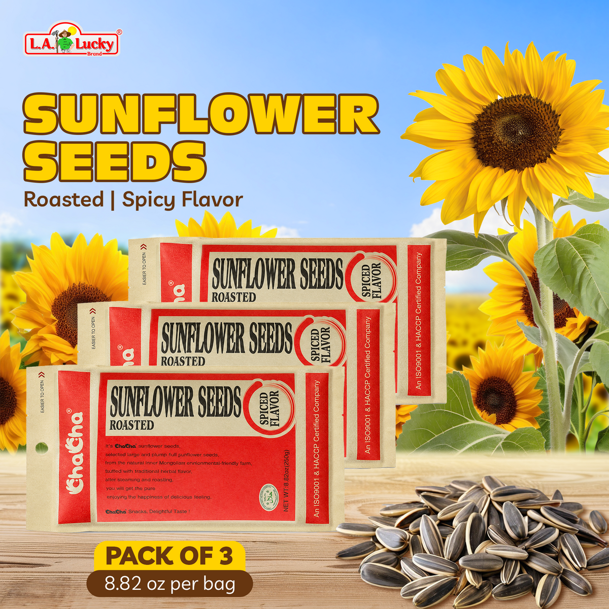 ChaCha Spicy Roasted Sunflower Seeds 250 g front crop