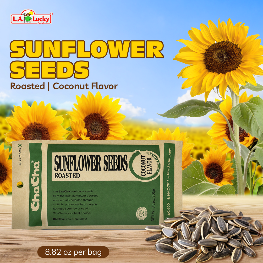 ChaCha Coconut Flavor Roasted Sunflower Seeds 250 g bag