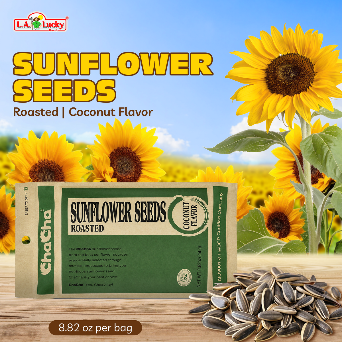 ChaCha Coconut Roasted Sunflower Seeds, 250 g Bag – L.A. Lucky Global