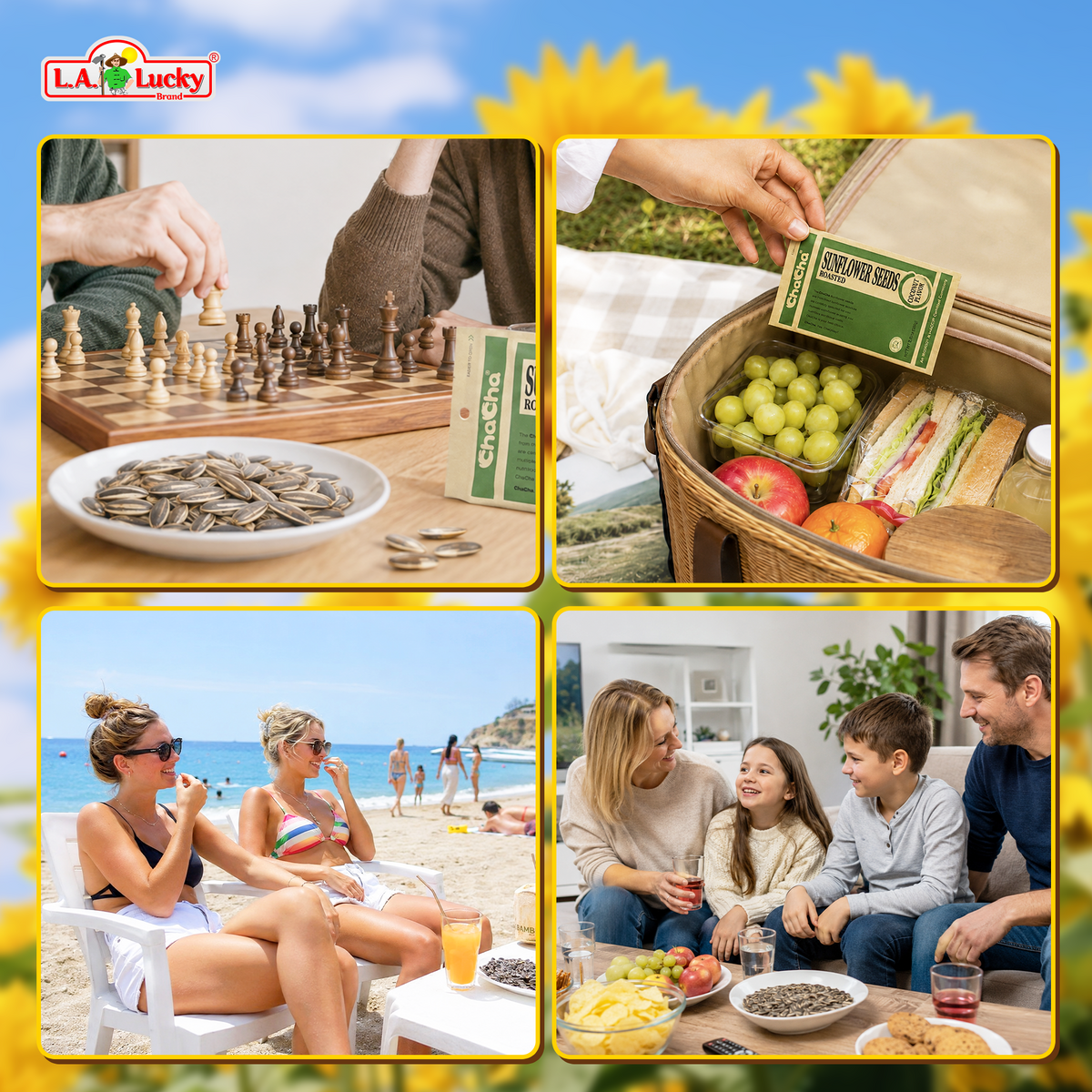 ChaCha Coconut Flavor Roasted Sunflower Seeds serving ideas for home travel and outdoor snacking