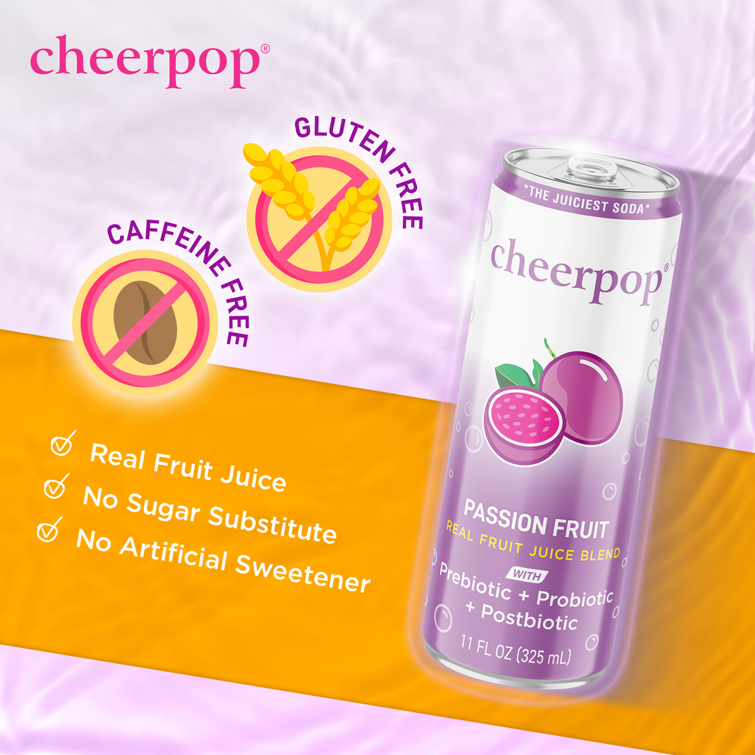 Cheerpop Passion Fruit Sparkling Fruit Juice Blend, 11 fl oz