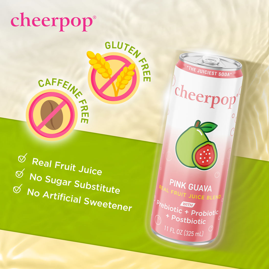 Cheerpop Pink Guava Sparkling Fruit Juice Blend, 11 fl oz