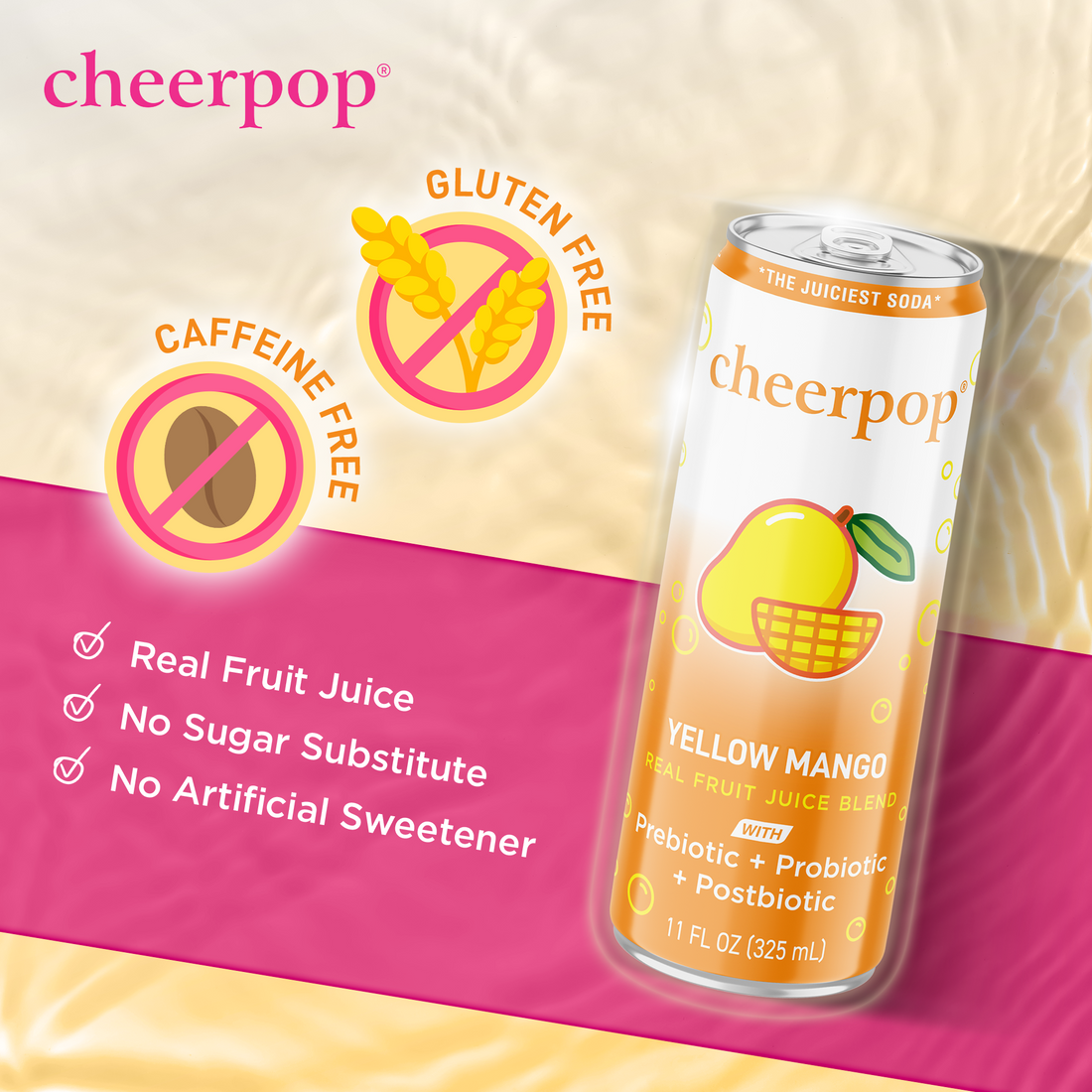 Cheerpop Yellow Mango Sparkling Fruit Juice Blend, 11 fl oz