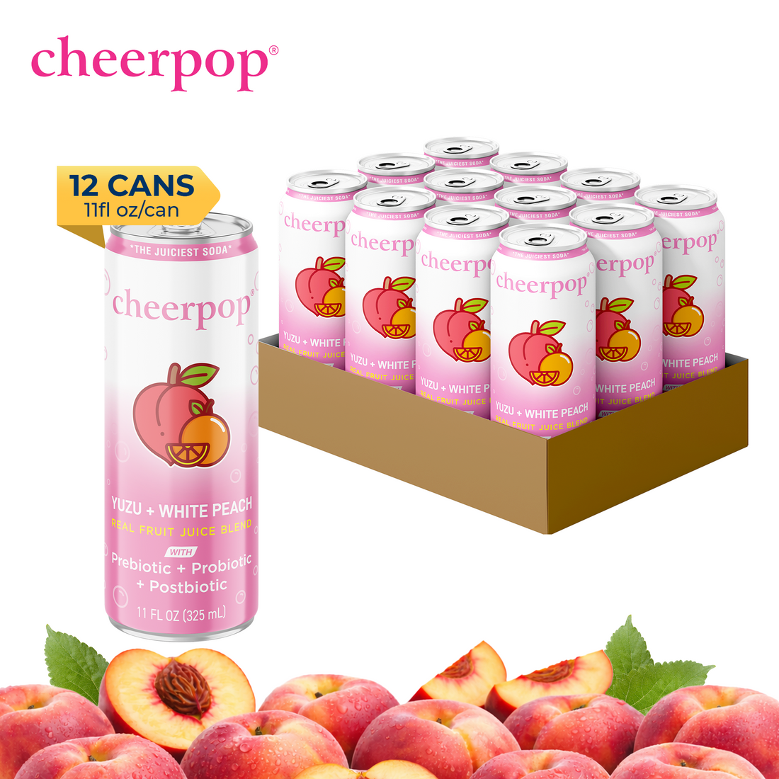 The Fruit Juice Soda - Yuzu + White Peach, 11 fl oz