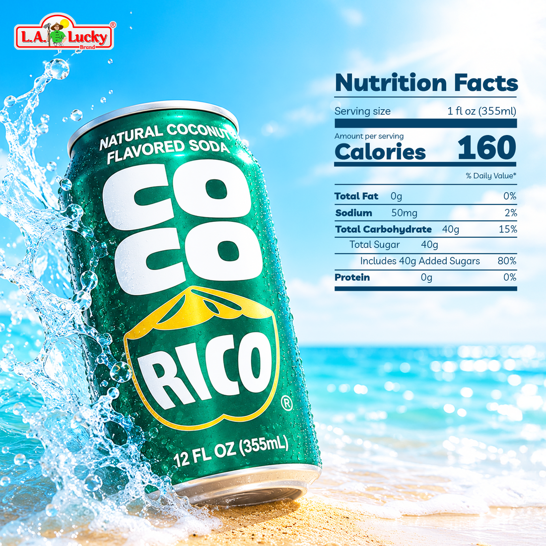 COCO RICO Coconut Soda, 12 fl oz (355ml) Cans