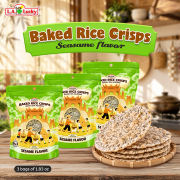 Dong Phuong Sesame Baked Rice Crisps, pack of 3