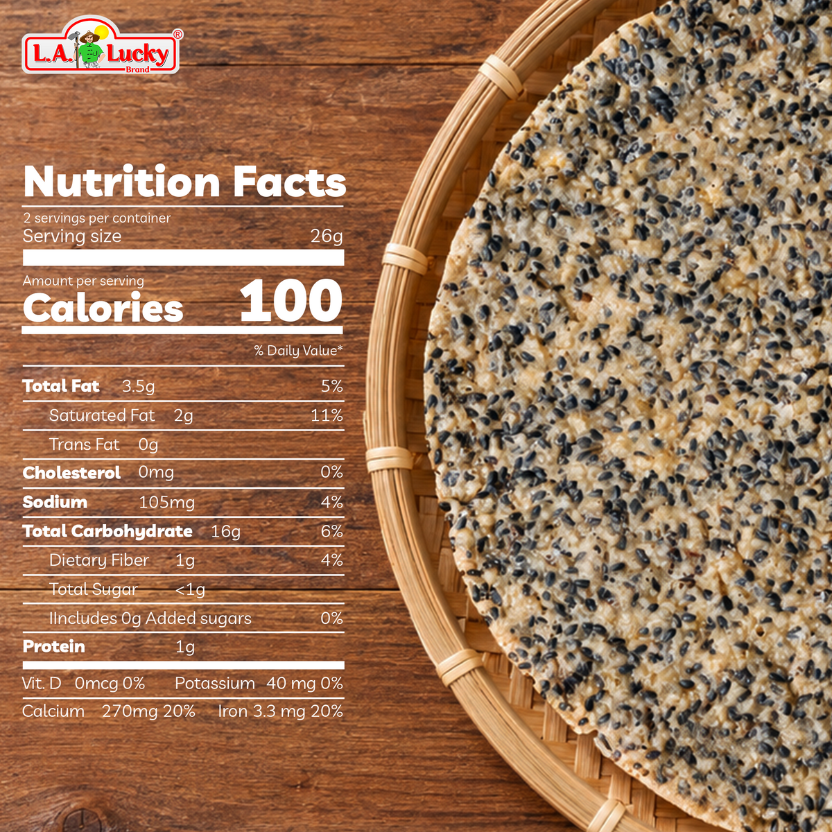 Nutrition facts for Dong Phuong Shrimp Baked Rice Crisps