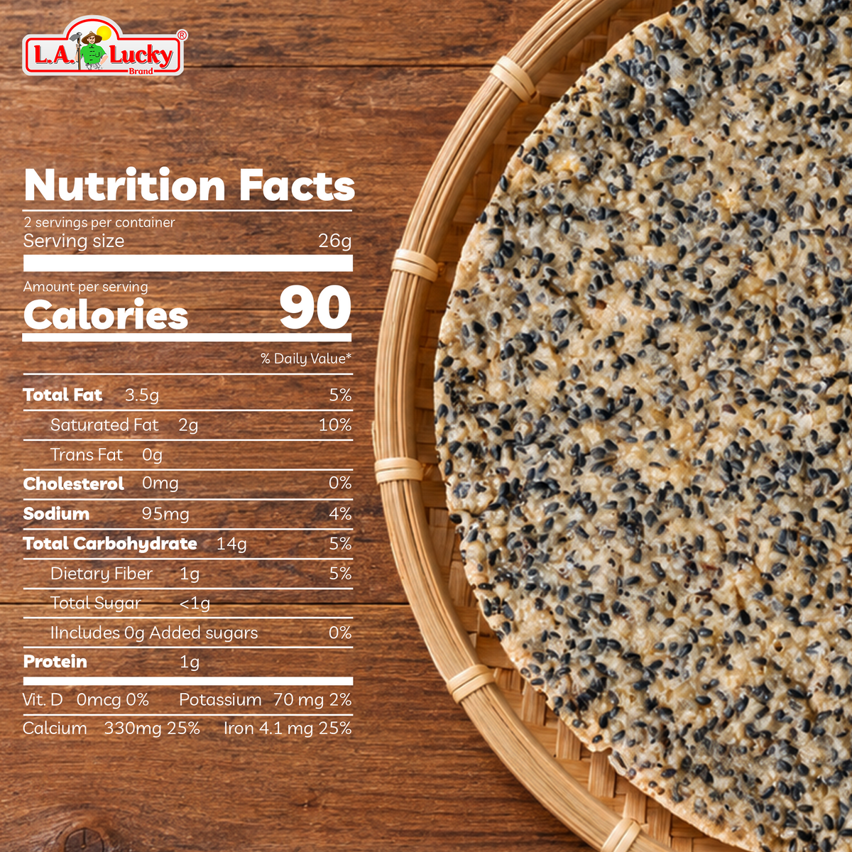 Nutrition facts for Dong Phuong Taro Baked Rice Crisps