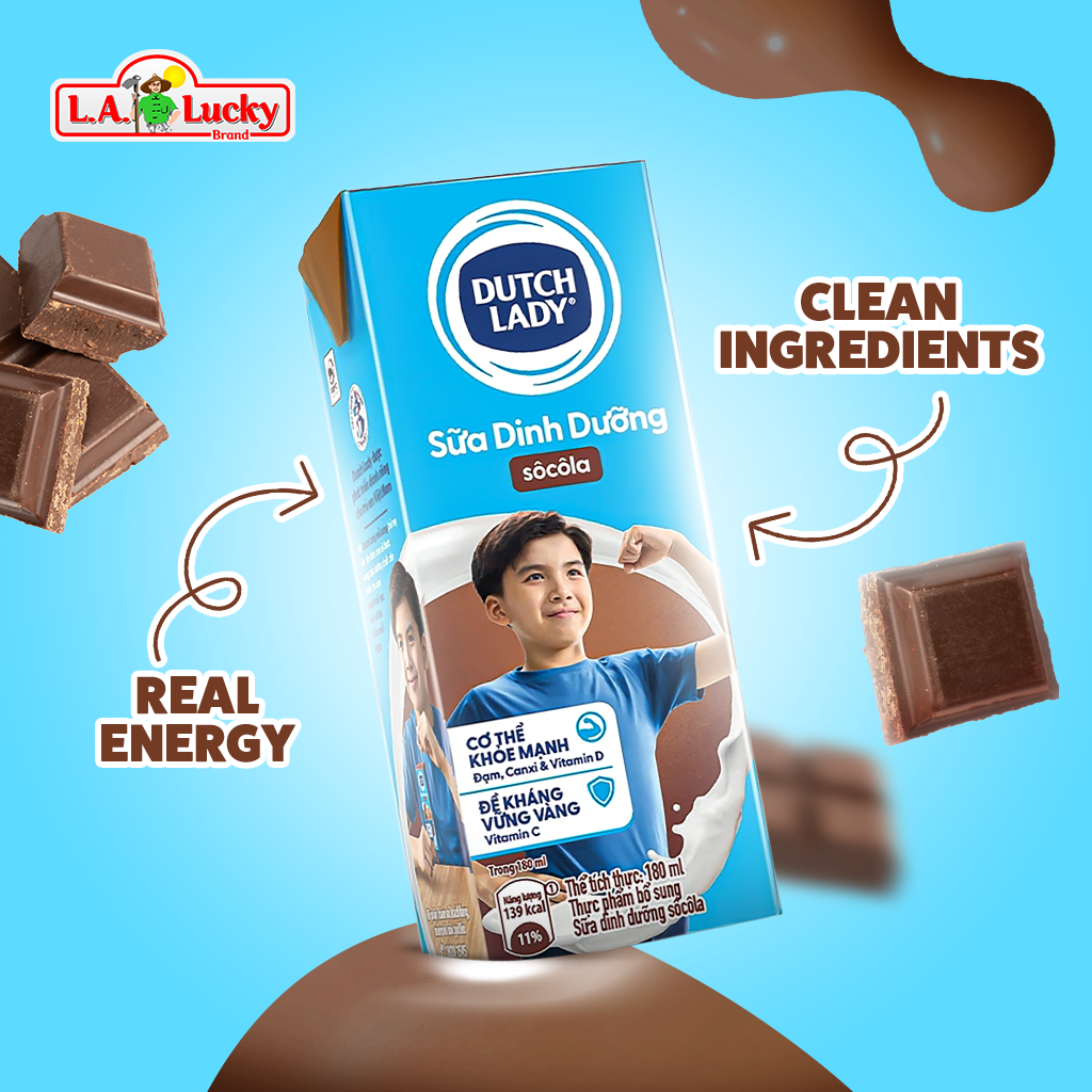 Dutch Lady chocolate flavored UHT milk carton