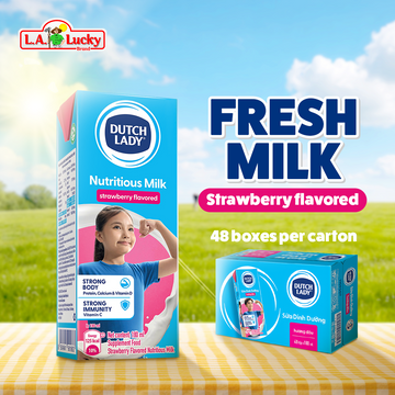 Dutch Lady UHT Nutritious Milk - Strawberry Flavor (On-the-Go Shelf-Stable Milk for Kids & Family)