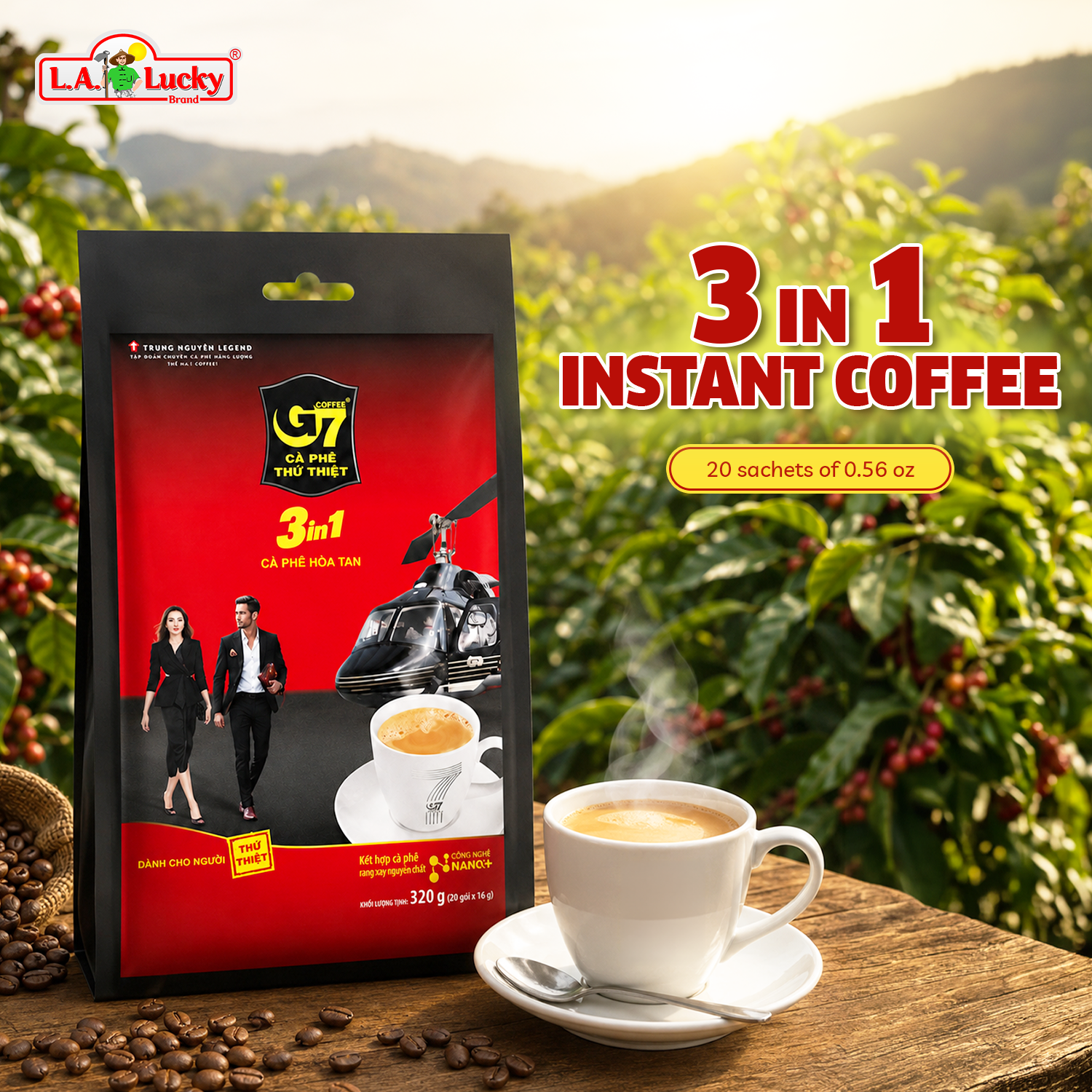 G7 3 in 1 instant coffee 20 sachets, 16 g sachets