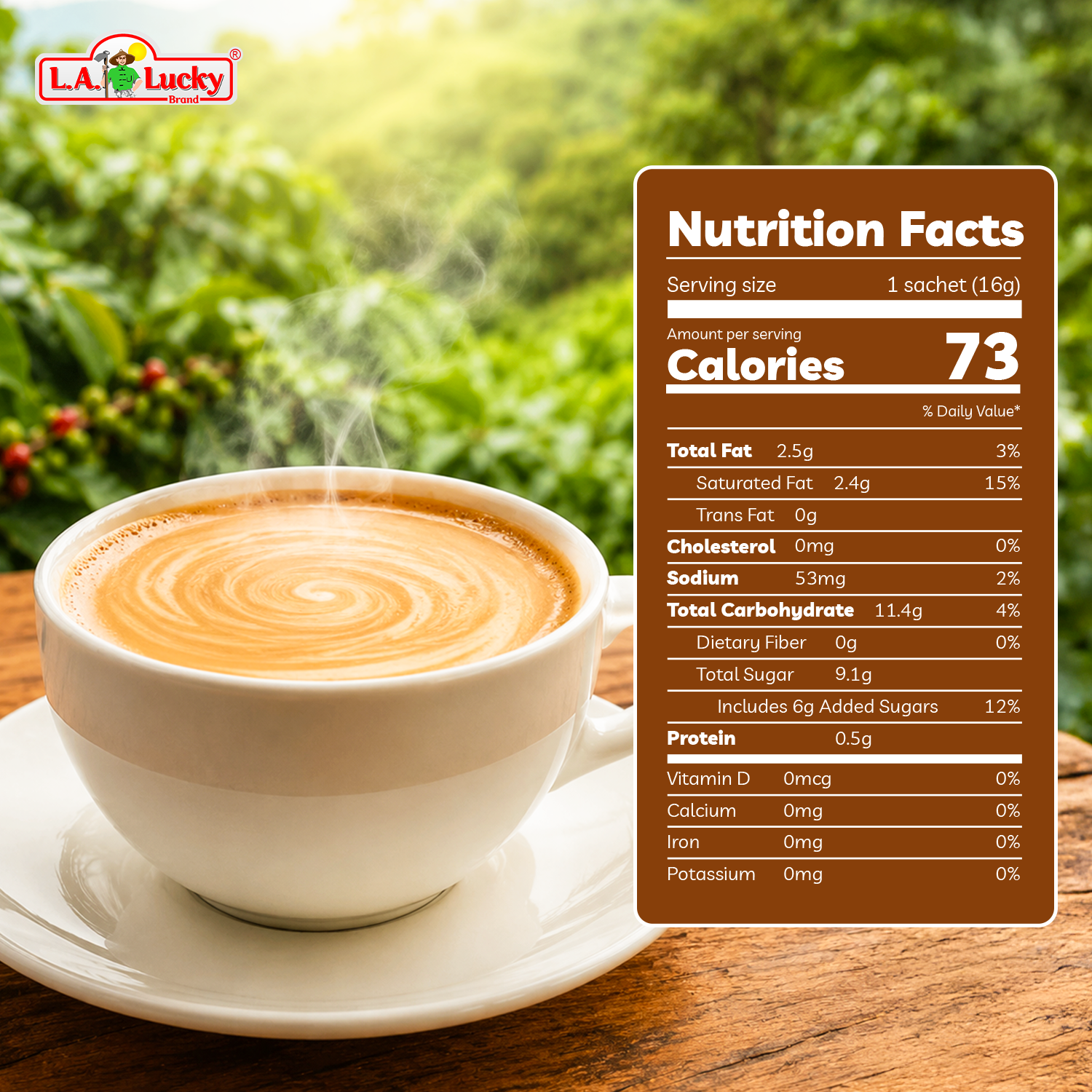 Nutrition facts for G7 3-in-1 instant coffee