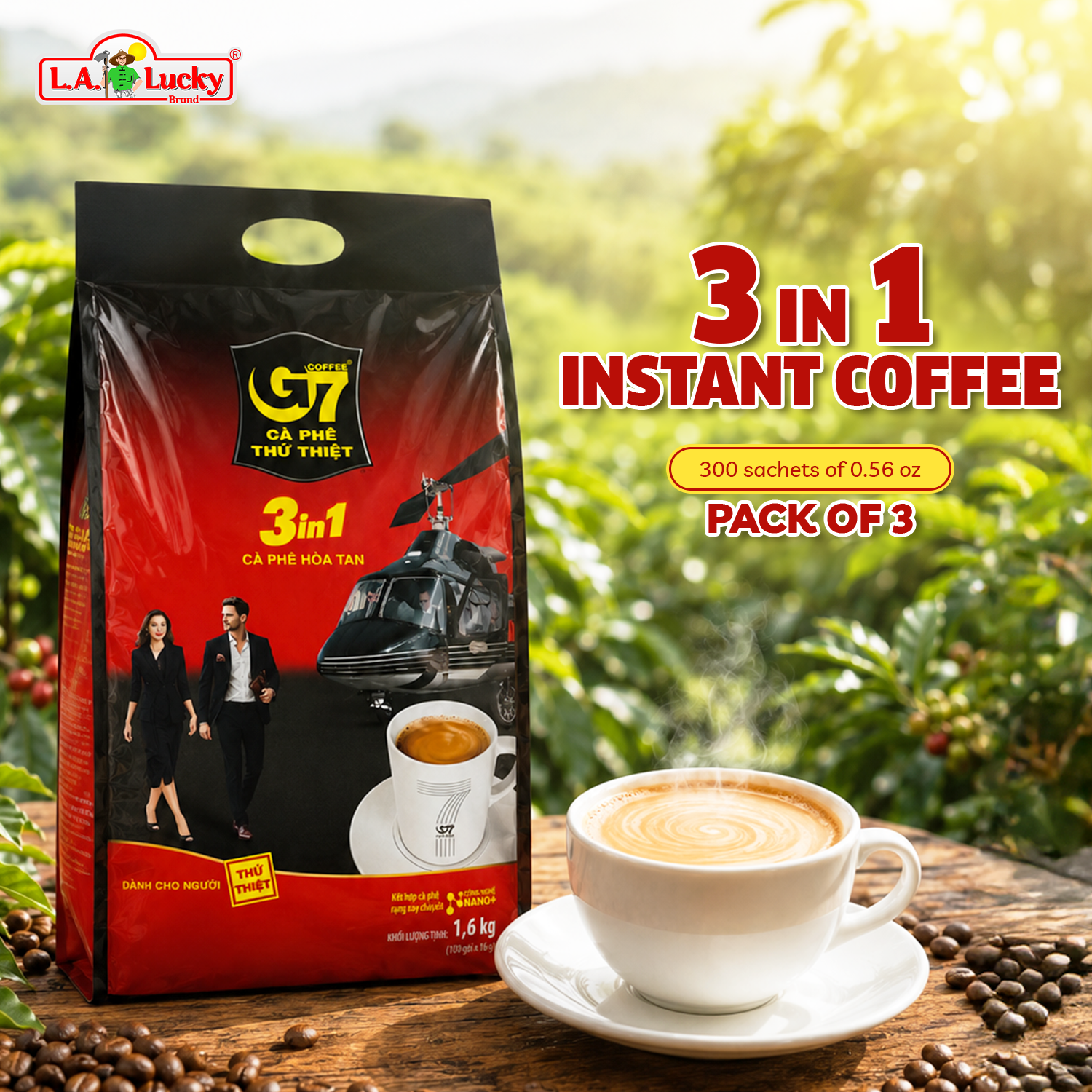 G7 3-in-1 instant coffee, pack of 3 with 300 sachets