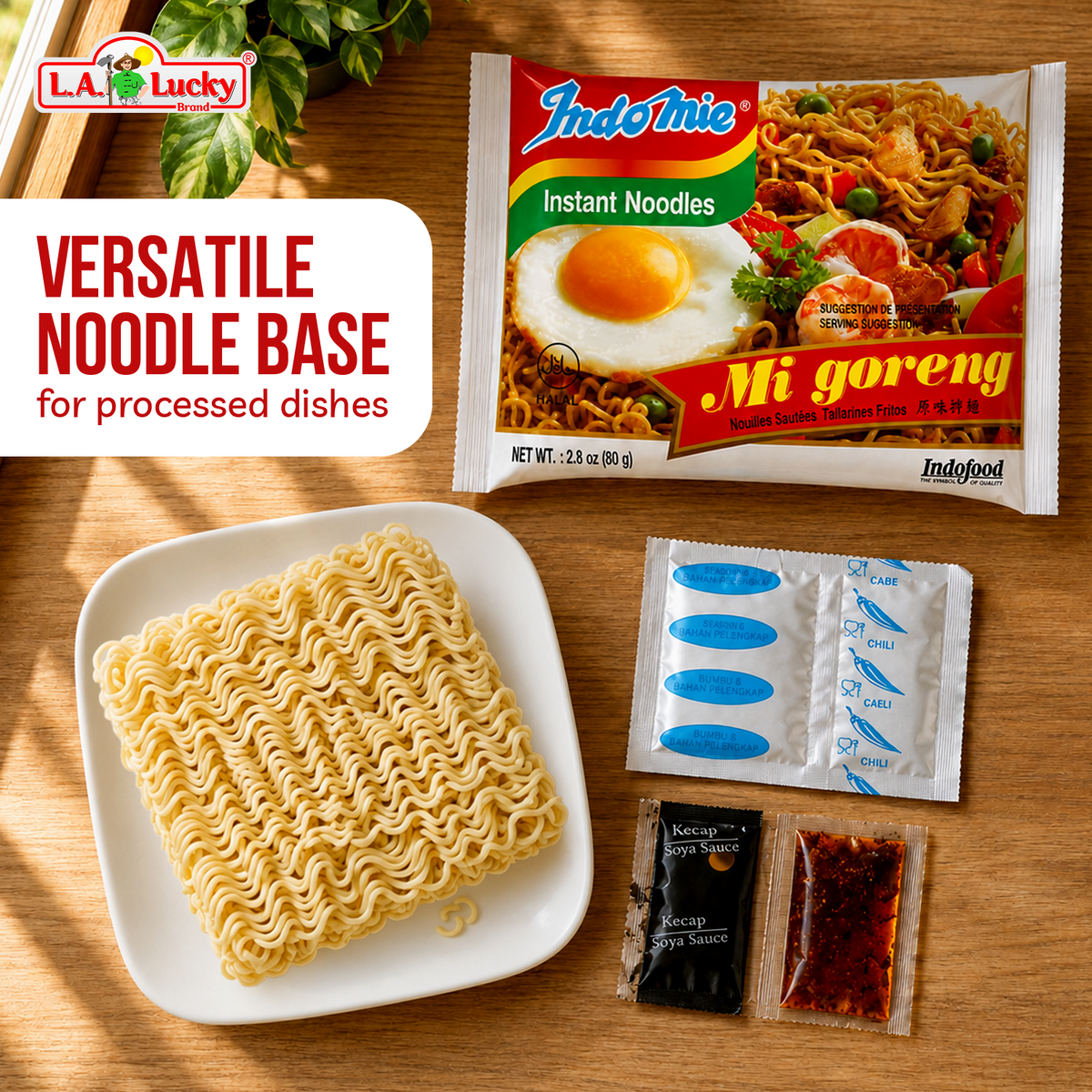 Indomie Mi Goreng Instant Noodles with seasoning packets