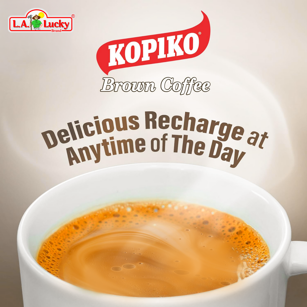 Kopiko Brown Coffee Mix prepared as a warm coffee drink