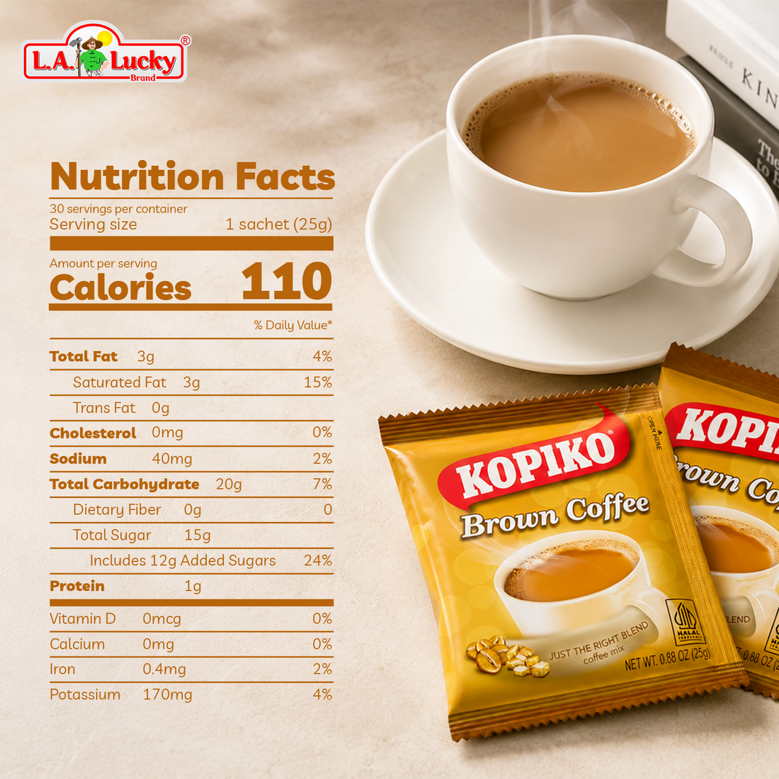 Kopiko Brown Coffee Mix bag with 30 individual sachets