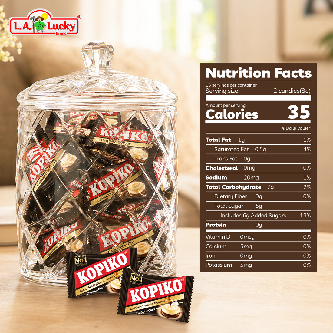Nutrition facts for Kopiko Cappuccino Candy
