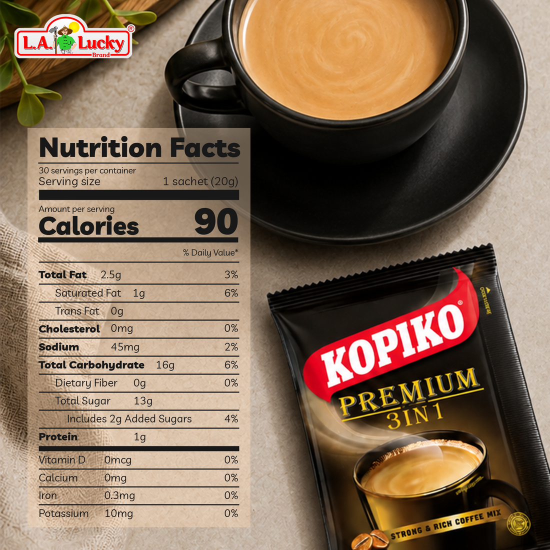 Kopiko Premium 3in1 Strong and Rich Coffee Mix bag with 30 sachets