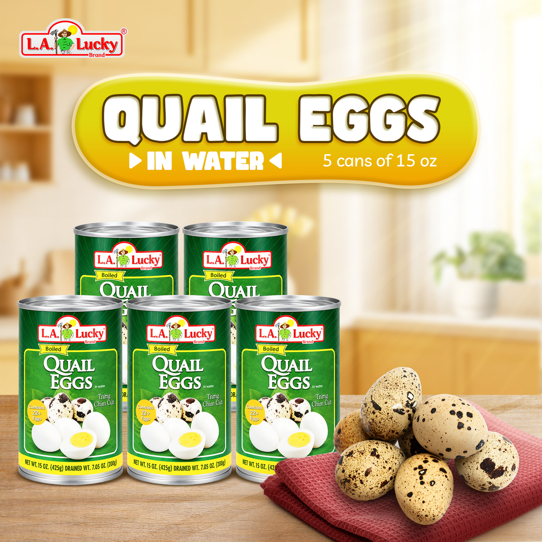 L.A. Lucky Quail Eggs in Water, pack of 3