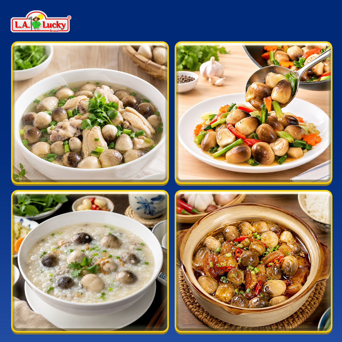 L.A. Lucky Unpeeled Straw Mushrooms serving suggestions