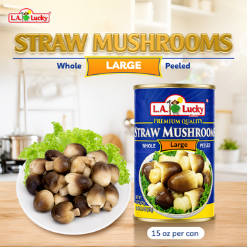 L.A. Lucky Whole Peeled Straw Mushrooms large can front