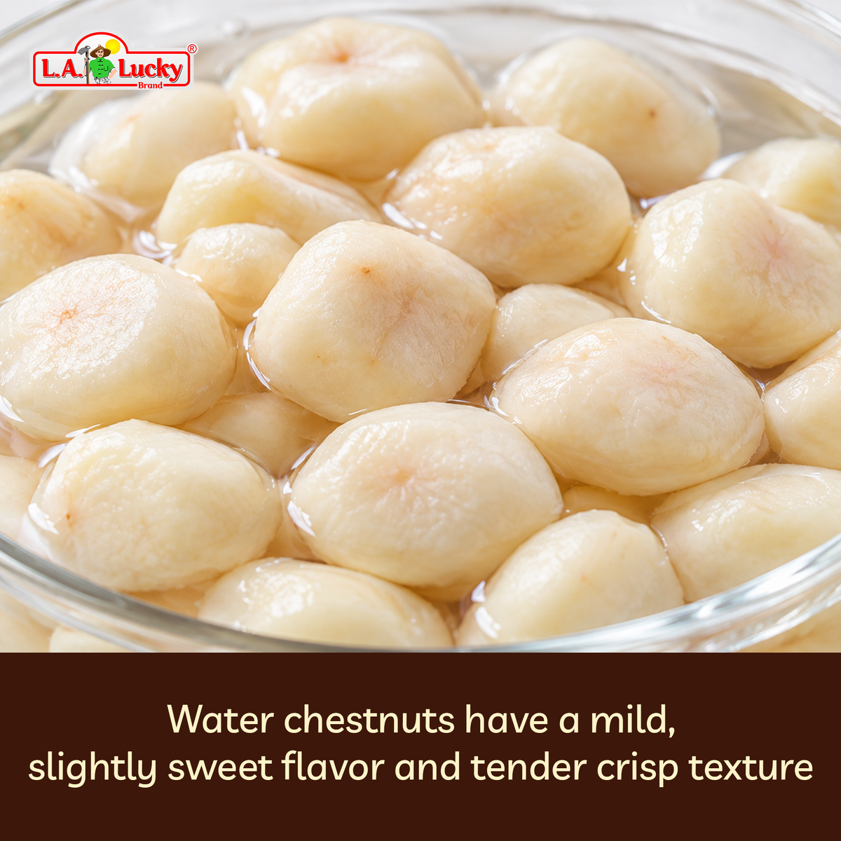 Lucky Crown Whole Peeled Water Chestnuts in water
