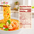 Nutrition Facts for MAMA Tom Yum shrimp flavor instant noodles 60 g bag