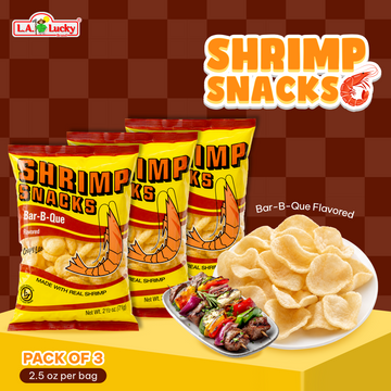MARCO POLO BBQ Shrimp Chips pack of 3, 2.5 oz bags