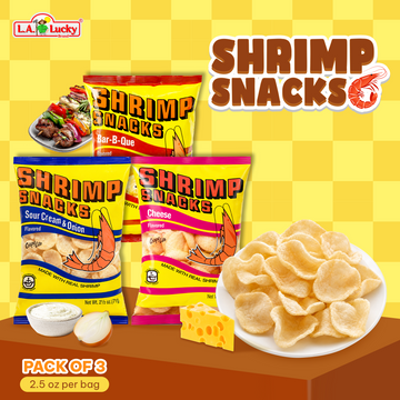 MARCO POLO Shrimp Chips Mix, Pack of 3 with Sour Cream & Onion, Bar-B-Que, and Cheese flavors