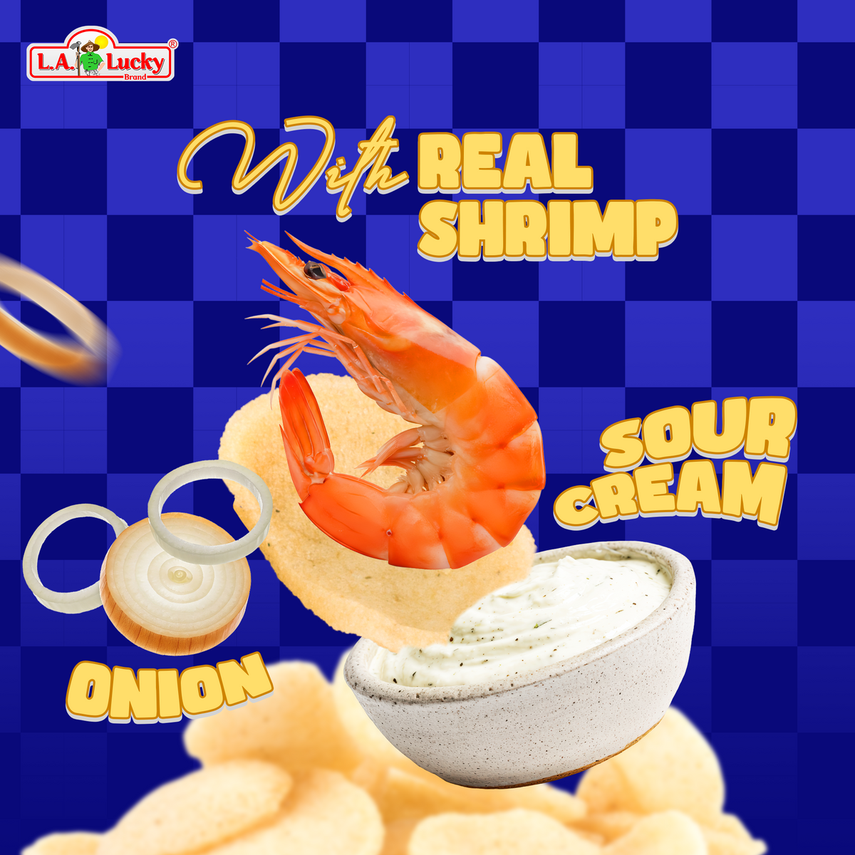 Crispy MARCO POLO Sour Cream & Onion Shrimp Chips snack texture
