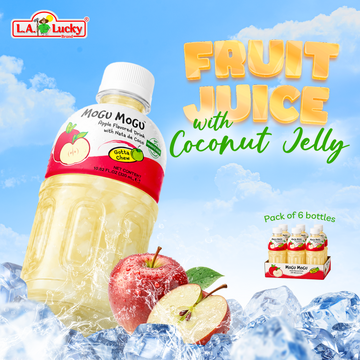 Apple Flavored Drink with Nata de Coco Coconut Jelly, 10.82 fl oz (320ml) Bottles