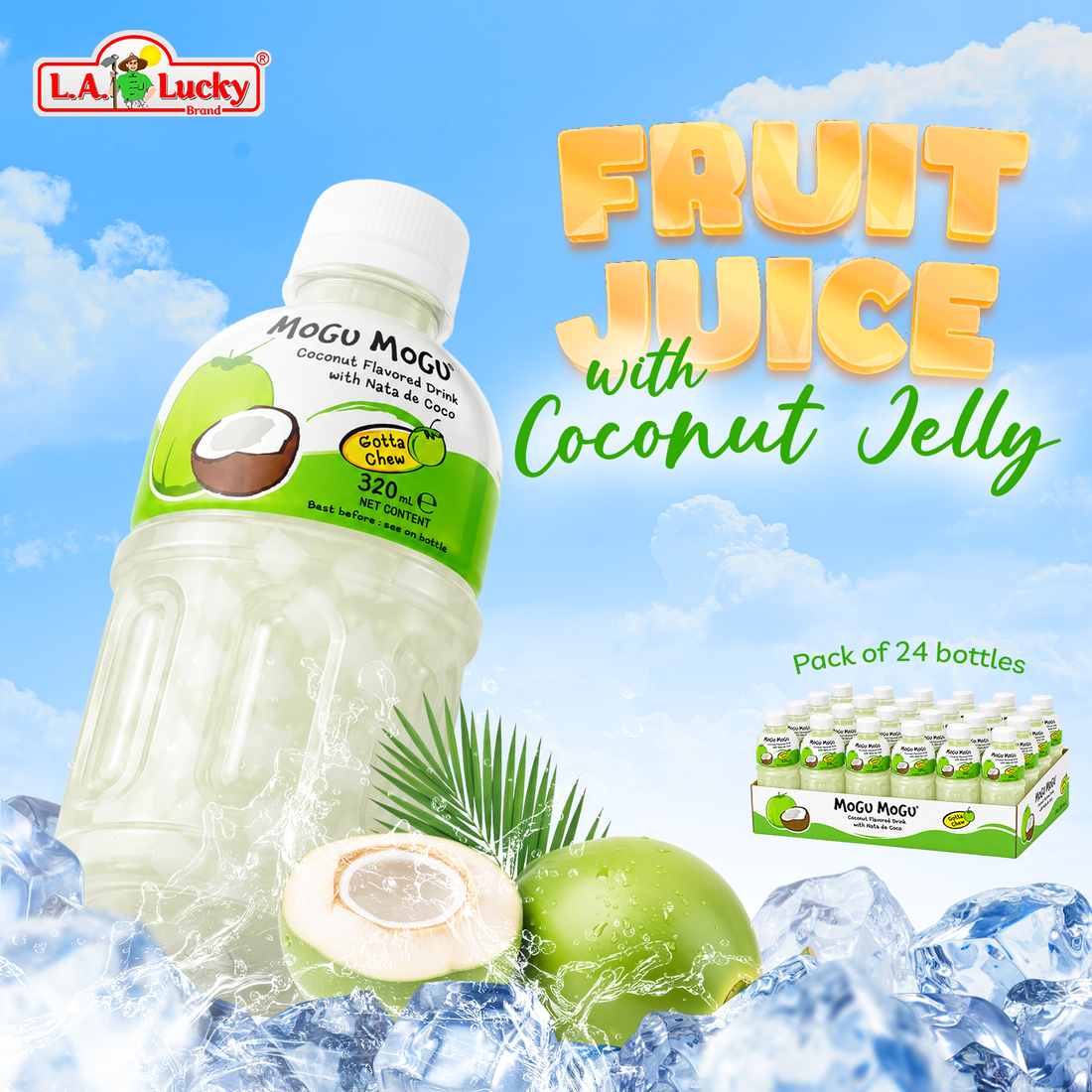 Coconut Flavored Drink with Nata de Coco Coconut Jelly, 10.82 fl oz (320ml) Bottles