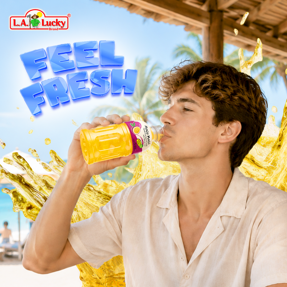 Mogu Mogu Passion Fruit Flavored Drink with Nata de Coco feel fresh lifestyle image